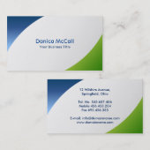 青および緑のモダンな専門のミニマリスト 名刺 (正面/裏面)