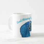 青および緑の掘り進むフクロウの装飾 コーヒーマグカップ (正面左)