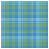 青および緑の朝顔の格子縞パターン生地 ファブリック (クローズアップ)