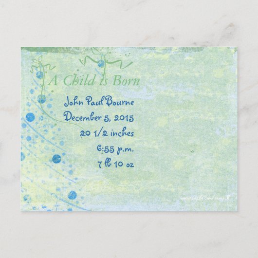 青および緑の木の初めてのクリスマスの写真の郵便はがき シーズンポストカード (裏面)