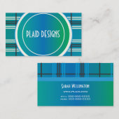 青および緑の格子縞 名刺 (正面/裏面)