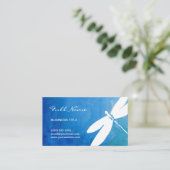 青および緑の水彩画のトンボの名刺 名刺 (スタンド正面)