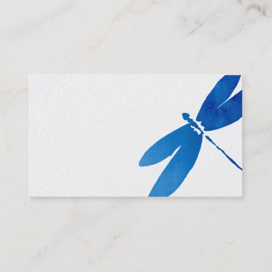 青および緑の水彩画のトンボの名刺 名刺 (裏面)