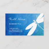 青および緑の水彩画のトンボの名刺 名刺 (正面)