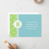 青および緑の点およびストライプでカスタムな文房具 ノートカード (正面/裏面インサイチュ)