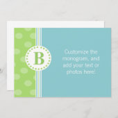 青および緑の点およびストライプでカスタムな文房具 ノートカード (正面/裏面)