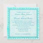 青および緑の花のレースの結婚式招待状 招待状 (裏面)