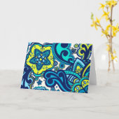 青および緑の花カード カード (黄色い花)