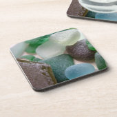 青および緑海のガラスコルクのコースター コースター (左側)