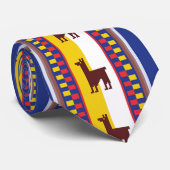 青および茶色のペルーのラマパターン ネクタイ (ロール)