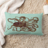 青および茶色ヴィンテージのタコの枕 ランバークッション (ブランケット)