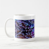 青および薄紫の調子の群葉の抽象芸術 コーヒーマグカップ (左)