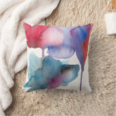 青および赤い水彩画の花の大きい花 クッション (ブランケット)