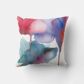 青および赤い水彩画の花の大きい花 クッション (裏面)