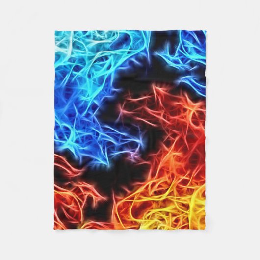 青および赤の炎精力的なパターンフリースの投球 フリースブランケット (正面)