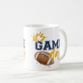 青および金ゴールドのゲーム日のマグ コーヒーマグカップ (正面右)