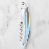 青および金ゴールドのコルクねじ ソムリエナイフ (正面)