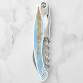 青および金ゴールドのコルクねじ ソムリエナイフ (裏面)