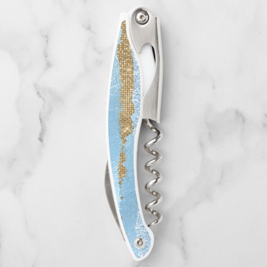 青および金ゴールドのコルクねじ ソムリエナイフ (裏面)