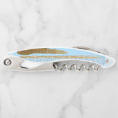 青および金ゴールドのコルクねじ ソムリエナイフ (正面)