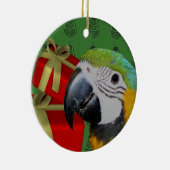 青および金ゴールドのコンゴウインコのオウムのクリスマスのオーナメント セラミックオーナメント (右)