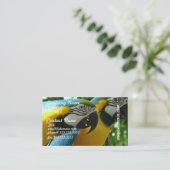 青および金ゴールドのコンゴウインコの名刺 名刺 (スタンド正面)