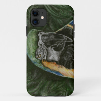 青および金ゴールドのコンゴウインコのIphoneの場合 iPhone 11 ケース