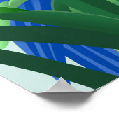 青および金ゴールドのコンゴウインコ ポスター (角)