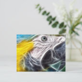 青および金ゴールドのコンゴウインコ ポストカード (スタンド正面)