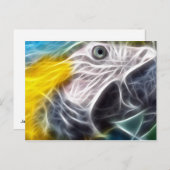 青および金ゴールドのコンゴウインコ ポストカード (正面/裏面)