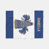青および金ゴールドのチアリーダーのフリースブランケット フリースブランケット (正面(横))