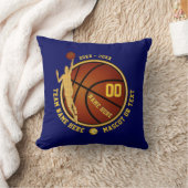 青および金ゴールドのパーソナライズなバスケットボールの枕 クッション (ブランケット)