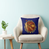 青および金ゴールドのパーソナライズなバスケットボールの枕 クッション (椅子)