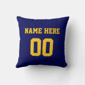 青および金ゴールドのパーソナライズなバスケットボールの枕 クッション (裏面)