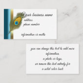 青および金ゴールドのボーダーバンドが付いている孔雀の羽 名刺 (正面/裏面)