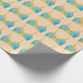 青および金ゴールドのポップアートのランジェリー ラッピングペーパー (角)