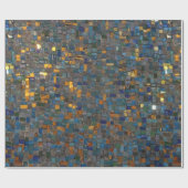 青および金ゴールドのモザイク石 ラッピングペーパー (フラット)