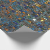 青および金ゴールドのモザイク石 ラッピングペーパー (角)