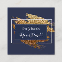 青および金ゴールドのモダンなデザインは友人を参照します