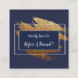 青および金ゴールドのモダンなデザインは友人を参照します 紹介カード