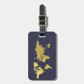 青および金ゴールドの世界地図のエレガントな荷物は付きます ラゲッジタグ (正面縦)