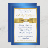 青および金ゴールドの第65誕生日の招待状 招待状 (正面/裏面)