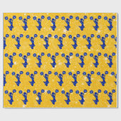 青および金ゴールドの黄色いチアリーティングの包装紙 ラッピングペーパー (フラット)