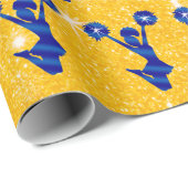青および金ゴールドの黄色いチアリーティングの包装紙 ラッピングペーパー (ロールコーナー)