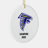 青および金ゴールドの《鳥》ハヤブサのクリスマスのオーナメント セラミックオーナメント (右)