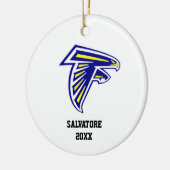 青および金ゴールドの《鳥》ハヤブサのクリスマスのオーナメント セラミックオーナメント (左)