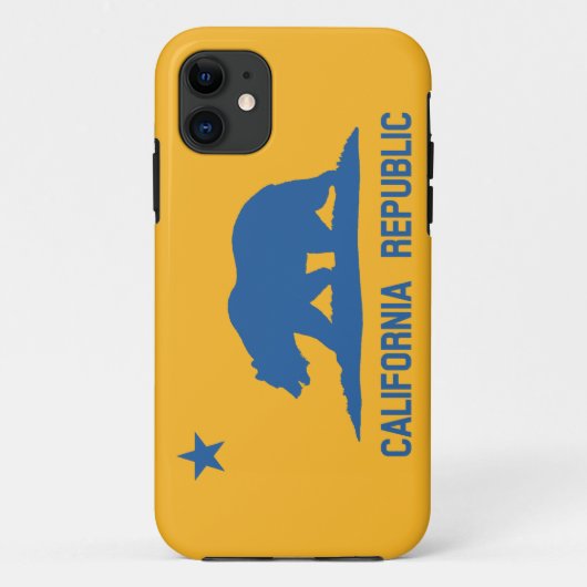 青および金ゴールドカリフォルニア共和国の旗 Case-Mate iPhoneケース (裏面)
