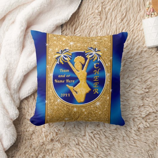青および金ゴールドチアリーダーのための年長夜ギフト クッション (ブランケット)