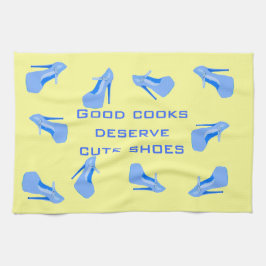 青および黄色のかわいい靴 キッチンタオル