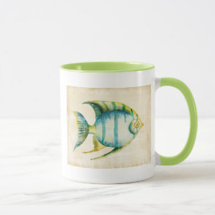 青および黄色のアクアリウムの魚 マグカップ